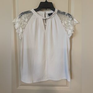 Worthington White Blouse with Lace Sleeves